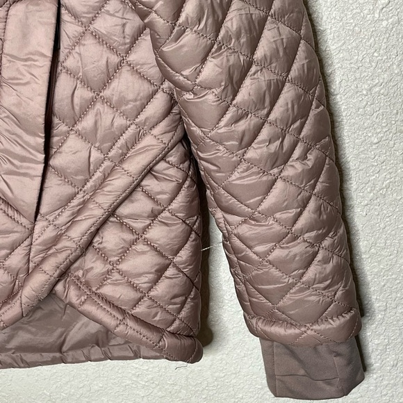 BCBGMAXAZRIA Feather Free Eco Friendly Fill Dusty Rose Jacket Sz Small - Picture 3 of 10